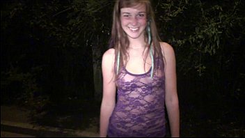 Skinny chick agreed to a public gang bang at night